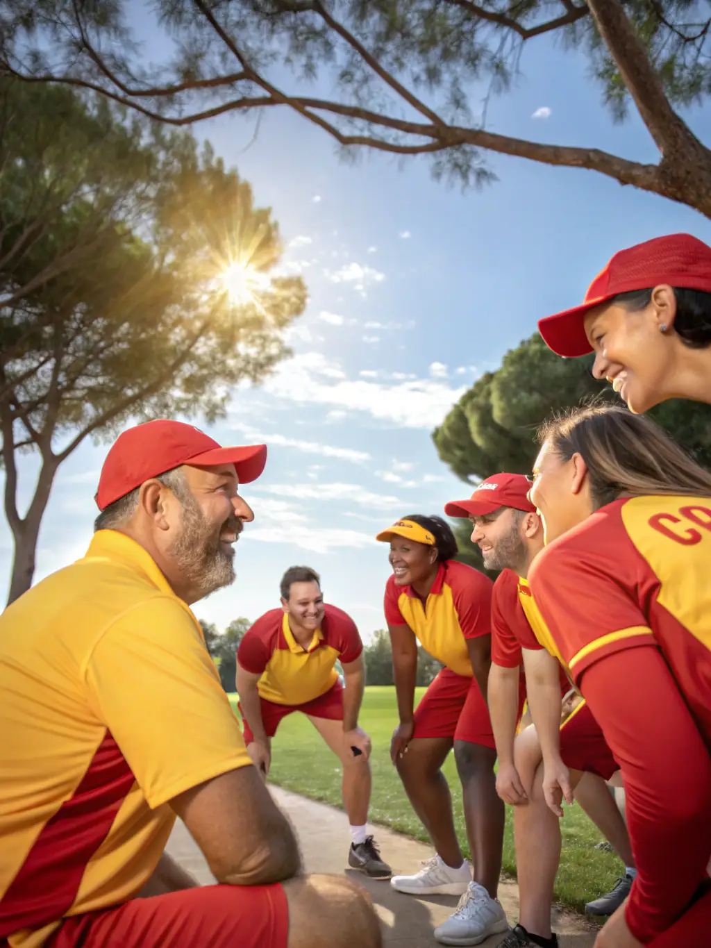 A community gathering with people participating in basketball drills and group activities outdoors.